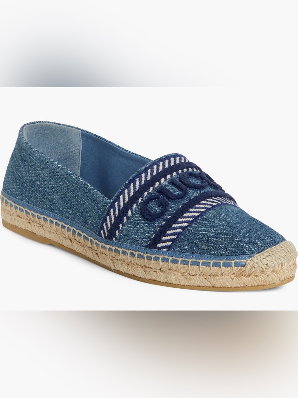 Gucci Denim Espadrille Flats. Size 38.5.